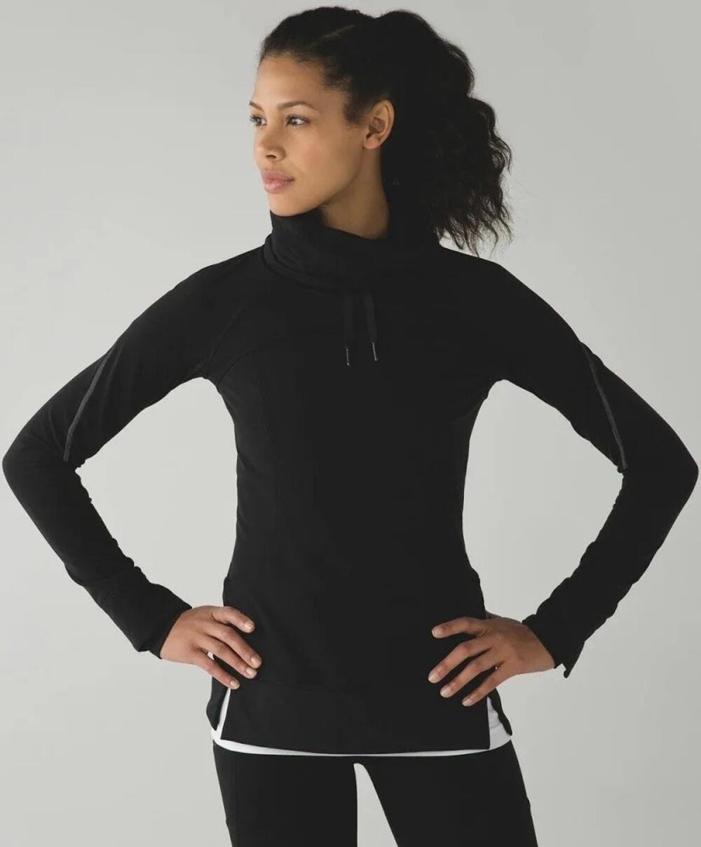 Lululemon Black Cowlneck Flurry Fighter Pullover Jacket Athleisure Women size 8